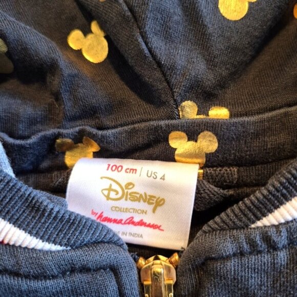Hanna Andersson girls size 100 or 4 black Mickey lined hoodie, GUC only for fade - Picture 3 of 8
